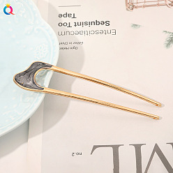 Alloy Dripping Oil U-shaped Hairpin - Wave Grey Винтажная металлическая заколка для элегантной прически — минимализм, U-образный, шикарный аксессуар для волос.