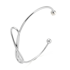 Stainless Steel Color 304 Stainless Steel Cuff Bangles, Infinite Wire Wrap Bangle, Stainless Steel Color, Inner Diameter: 2x2-1/2 inch(4.95x6.5cm)