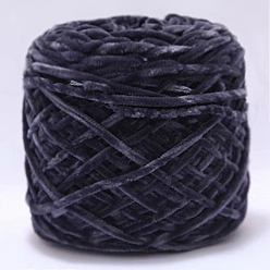 Темно-серый Шерстяная пряжа синель, бархатные хлопковые нитки для ручного вязания, для детского свитера, шарфа, ткани, рукоделия, ремесла, темно-серый, 3 мм, 90~100г/моток