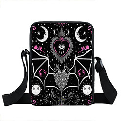 Bat Nylon Crossbody Bags, Gothic Style Messenger Bag for Wiccan Lovers, Bat, 23x18x7cm
