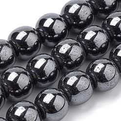 Non-magnetic Hematite Non-magnetic Synthetic Hematite Beads Strands, Round, 6mm, Hole: 1mm, about 70pcs/strand, 15.7 inch