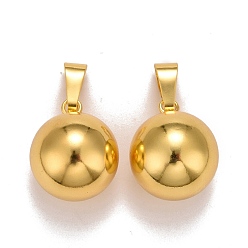 Golden Brass Bell Pendants, Pregnancy Bola, Round, Golden, 24.5x20.5mm, Hole: 7.5x4.5mm