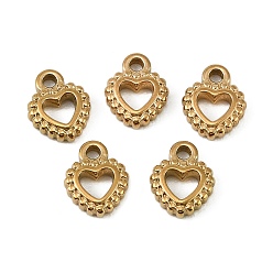 Золотой 304 подвески из нержавеющей стали, Полые подвески в форме сердца ко Дню святого Валентина, золотые, 10x7.5x2 мм, отверстие : 1.5 мм