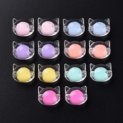 Mixed Color Transparent Acrylic Beads, Bead in Bead, Cat, Mixed Color, 16x18.5x14.5mm, Hole: 3.5mm, about 196pcs/500g