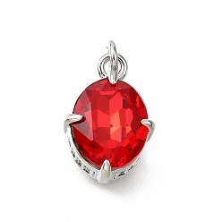 Платина Латунь стекло амулеты, овальные амулеты, с петлей для прыжковых колец, без свинца и без кадмия, стойки покрытие, прочное покрытие, граненые, платина, 14x10x7.5 мм, отверстие : 2 мм