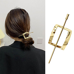 7# Square Gold Minimalist Geometric Hair Clip for Women, Metal Hairpin with Versatile Design
