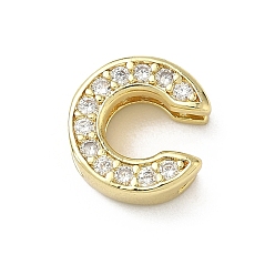 Letter C Латунный микро pave прозрачный кубик циркония подвески, долговечный, без кадмия и без свинца, буква С, 12x11.5x4.5 мм, отверстие : 2x9 мм