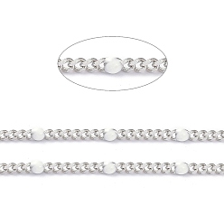 White 304 Stainless Steel Enamel Curb Chains, with Spool, Soldered, Faceted, White, 2.5x2x0.8mm, 32.80Feet/roll(10m/roll)