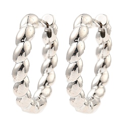 Платина Латунные серьги обруча, твист кольцо, платина, 19.5x20.5x3 мм