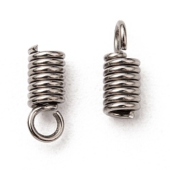 Stainless Steel Color 304 Stainless Steel Terminators, Coil Cord Ends, Stainless Steel Color, 8x3mm, Hole: 2mm