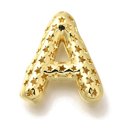 Letter A Полые медные подвески, стойки покрытие, долговечный, без кадмия и без свинца, письмо амулеты, буква a, 22x19x6.5 мм, отверстие : 4.7x3 мм