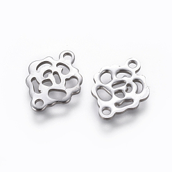 Stainless Steel Color 201 Stainless Steel Links connectors, Rose, Stainless Steel Color, 14x11x1mm, Hole: 1.4mm