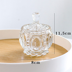 Clear Crystal Glass Storage Jar, Glass Candle Cup, with Lid, Candy Food Storage Container Supplies, Clear, 8x11.5cm