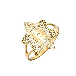 Настоящее золото 18K Рождественские 304 кольца из нержавеющей стали, снежинка, широкое кольцо полоса, реальный 18 k позолоченный, 17 мм