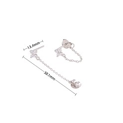 925 silver plated with white gold Fashionable S925 Silver Micro-inlaid Stone Flower-shaped Earrings - Sweet Tassel Trendy Ear Jewelry for Women.