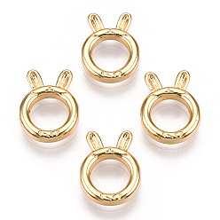 Real 18K Gold Plated Brass Bead Frame, Rabbit Head, Real 18K Gold Plated, 13x10x2.5mm, Hole: 1mm