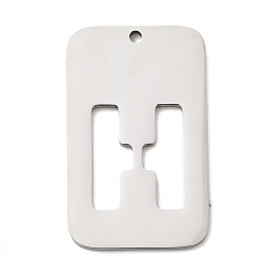 Letter H 304 подвески из нержавеющей стали, прямоугольник с буквой, цвет нержавеющей стали, Письмо ч, 33x20x1.5 мм, отверстие : 1.8 мм