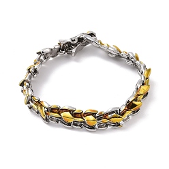 Golden & Stainless Steel Color Two Tone 201 Stainless Steel Dragon Link Chain Bracelets for Men, Golden & Stainless Steel Color, 7-7/8 inch(20cm), Wide: 11mm