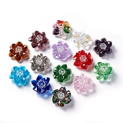 Couleur Mélangete Perles de verre tissées, perles de cluster, lotus, couleur mixte, 47x25mm, Trou: 7mm