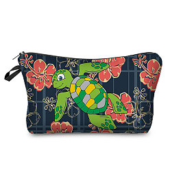 Lime Green Tortoise Pattern Polyester Waterpoof Makeup Storage Bag, Multi-functional Travel Toilet Bag, Clutch Bag with Zipper for Women, Lime Green, 22x18.5cm