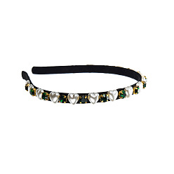 green Simple Diamond Pearl Headband for Women - Elegant and Stylish Hair Accessories.