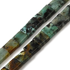 African Turquoise(Jasper) Natural African Turquoise(Jasper) Beads Strands, 2-Hole, Rectangle, 5.5~6x5x2.5mm, Hole: 0.9mm, about 69~70pcs/strand, 15.12~15.2 inch(38.4~38.6cm)