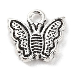 Antique Silver Tibetan Style Alloy Charms, Butterfly Charm, Antique Silver, 12x13x2mm, Hole: 2mm, about 442pcs/500g