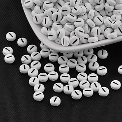 Letter I Acrylic Beads, with Horizontal Hole, Letter, Flat Round, Letter.I, 7x4mm, Hole: 1mm, about 3500pcs/500g