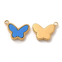 Dodger Blue Vacuum Plating 304 Stainless Steel Pendants, with Acrylic, Butterfly, Dodger Blue, 11x15x3mm, Hole: 1.8mm