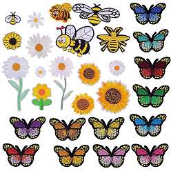 Mixed Color 17Pcs 17 Style Computerized Embroidery Cloth Iron on/Sew on Patches, Appliques, Costume Accessories, Mixed Color, 1pc/style