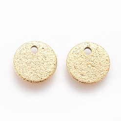 Golden Ion Plating(IP) 304 Stainless Steel Charms, Textured, Flat Round with Bumpy, Golden, 8x1mm, Hole: 1.2mm