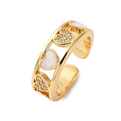 Белый Настоящее сердце 18 позолоченные кольца-манжеты для девочек, женщин, подарок, Открытые кольца из латуни с кубическим цирконием, микропаве, на день святого валентина, белые, размер США 7 1/4 (17.5 мм), 7 мм