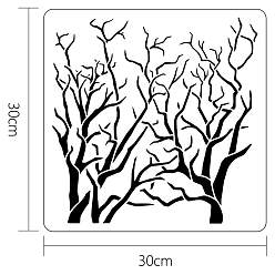 Branch Large Plastic Reusable Drawing Painting Stencils Templates, for Painting on Scrapbook Fabric Tiles Floor Furniture Wood, Square, Branch Pattern, 300x300mm