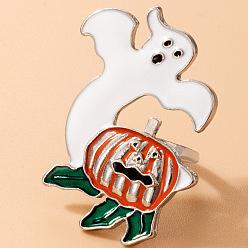 20387 Geometric Punk Ghost Pumpkin Ring - Creative Halloween Accessory with Quirky Design