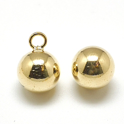 Real 18K Gold Plated Brass Charms, Round, Real 18K Gold Plated, 14x10mm, Hole: 2mm