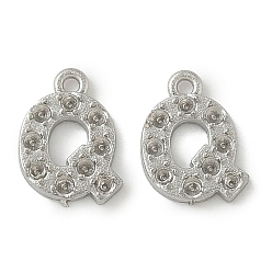 Letter Q 304 Настройки горный хрусталь из нержавеющей стали кулон, цвет нержавеющей стали, Буква Q, пригодный для стразов 1 мм, 8x6x1 мм, отверстие : 0.7 мм