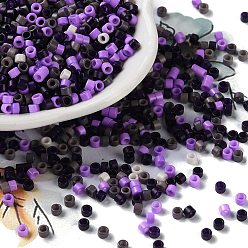 Blue Violet Baking Paint Glass Seed Beads, Cylinder, Blue Violet, 2.5x2mm, Hole: 1.4mm, about 45359pcs/pound