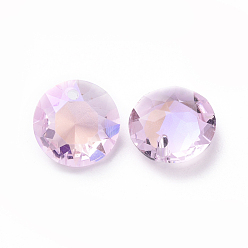 Розовый Стеклянные украшения из горного хрусталя, граненые, плоско-круглые, светло-розовый, 12x6 мм, отверстие : 1.2 мм