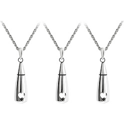 Stainless Steel Color Stainless Steel Pendant Necklaces, Urn Ashes Necklace, Teardrop, Stainless Steel Color, 19.69 inch(50cm)