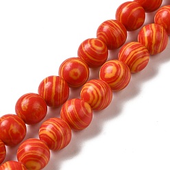 Orange Red Synthetic Malachite Dyed Beads Strands, Round, Orange Red, 8mm, Hole: 1.2mm, about 47~48pcs/strand, 14.96''~15.16''(38~38.5cm)