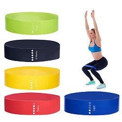 Mixed Color Resistance Loop Bands, Resistance Exercise Bands, for Home Fitness, Stretching, Pilates, Mixed Color, 60x5cm, Green+Blue+Yellow+Red+Black