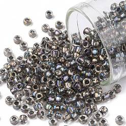 (266) Inside Color Gold Luster Crystal/Opaque Gray Тохо 6/0 круглые бусины, японский бисер, (266) внутри цвет золотой блеск кристалл / непрозрачный серый, 4 мм, отверстие : 1.5 мм, Около 168 шт / 10 г