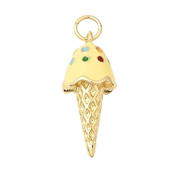 Шампанско-Желтый Латунные эмалевые подвески, мороженое прелести, без кадмия и без свинца, стойки покрытие, долговечный, реальный 18 k позолоченный, с целью перехода в кольце, шампанское желтый, 23x10 мм, отверстие : 3.5 мм