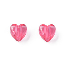 Hot Pink Transparent Acrylic Beads, Heart, Hot Pink, 8x8.5x5.5mm, Hole: 2.5mm, about 2030pcs/500g