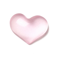 Pink Luminous Transparent Resin Cabochons, Heart, Pink, 15.5x20x7mm