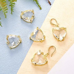 Golden 5 Pieces Heart Glass Pendant White Love Charm Valentine's Day Pendant for Jewelry Necklace Earring Bracelet Gift Making Crafts, Golden, 20x19mm, Hole: 1.5mm