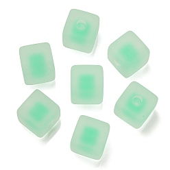 Medium Spring Green Frosted Acrylic European Beads, Bead in Bead, Cube, Medium Spring Green, 13.5x13.5x13.5mm, Hole: 4mm