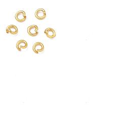 Plaqué 24K Or Véritable 20 anneaux de saut ouverts en laiton, anneau de jonction de verrouillage rond, plaqué longue durée, sans plomb et sans cadmium, crémaillère plaquage, réel 24 k plaqué or, 5.6x3.5x1.1mm, Trou: 2.8mm
