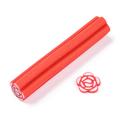 Red Luminous Handmade Polymer Clay Nail Art Decoration, Fashion Nail Care, No Hole Tubes, Flower, Red, 47~50x8.5~10x8.5~10mm