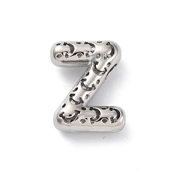 Letter Z Латунные подвески, стойки покрытие, долговечный, без кадмия и без свинца, подвески с полыми буквами, Письмо Z, 22x16.5x7.5 мм, отверстие : 4.7x3 мм